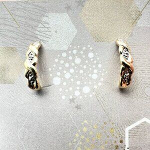 Womens Earrings 10K White Gold Diamond Pierced